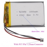 Akumulátor lipo Náhradní polymerová Li-ion baterie 523450 JST PH 1.25mm 3 pin 3.7V, 1000mAh