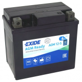 Motobaterie EXIDE BIKE AGM Ready 4Ah, 12V, 70A, AGM12-5 (YTX5L-BS) 